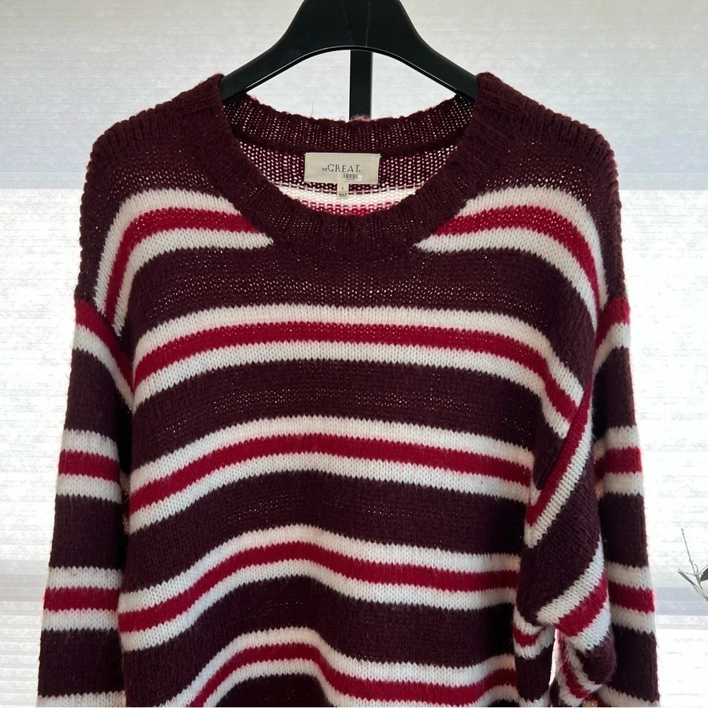 THE GREAT Oversized Striped Crew Neck Sweater - Picture 5 of 9